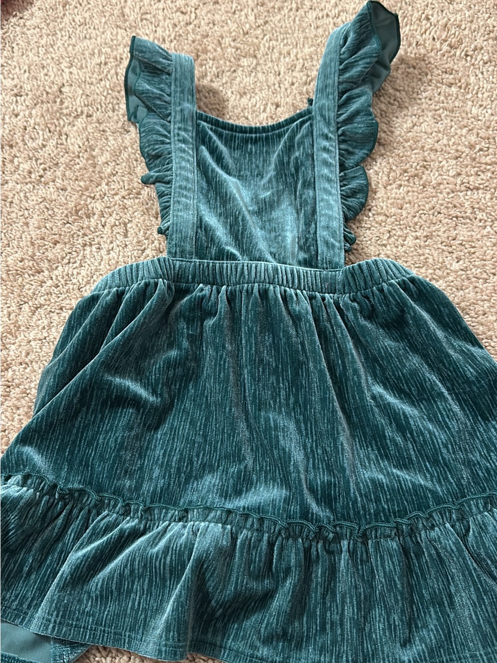 Cat & Jack Teal Ruffled Velvet Dress